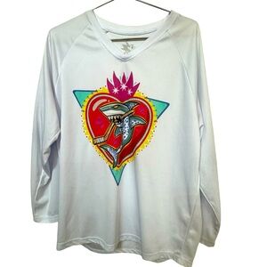 Nice San Jose Sharks Hockey Women’s M Fire Heart Oversized Jersey MINTY